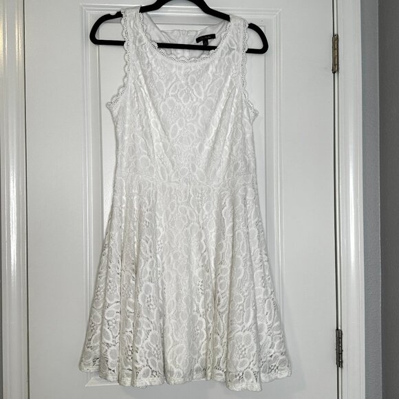 CITY STUDIO | Lace Fit & Flare Sleeveless Dress | White | Size: 11 - Picture 2 of 13